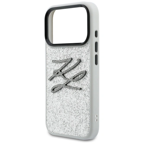 Etui Karl Lagerfeld IML Glitter KL Diamond Logo do Apple iPhone 17 Pro Max srebrny