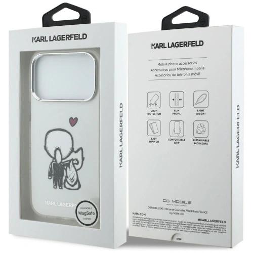 Etui Karl Lagerfeld Karl & Choupette Back MagSafe do Apple iPhone 17 Pro przezroczysty