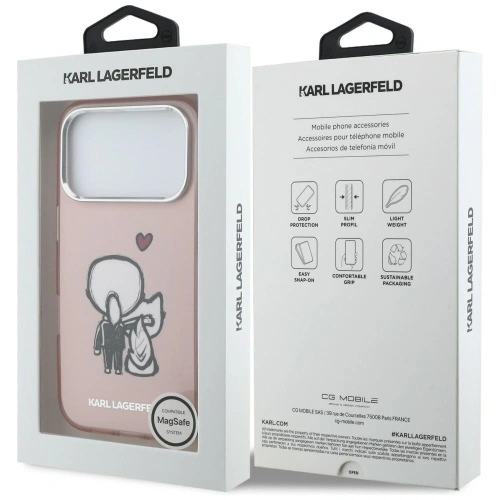 Etui Karl Lagerfeld Karl & Choupette Back MagSafe do Apple iPhone 17 Pro różowy