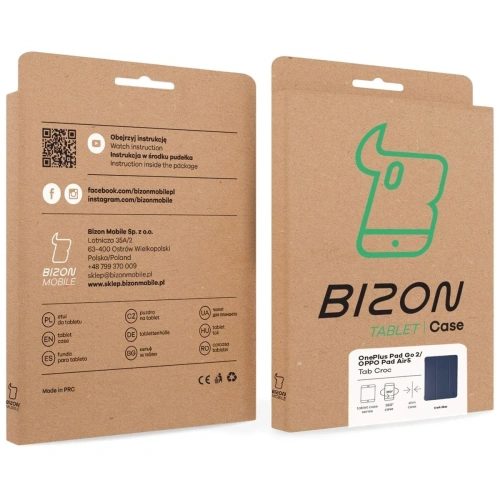Etui z klapką Bizon Case Tab Croc do OnePlus Pad Go 2 / Oppo Pad Air5 granatowe