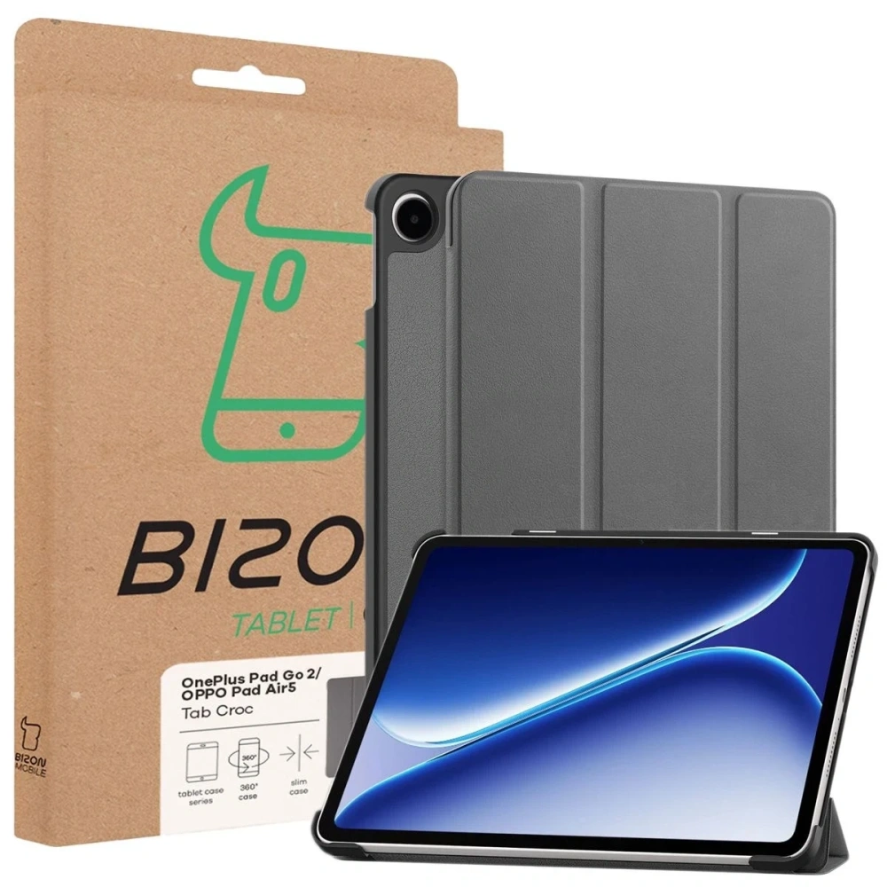 Etui z klapką Bizon Case Tab Croc do OnePlus Pad Go 2 / Oppo Pad Air5 szare