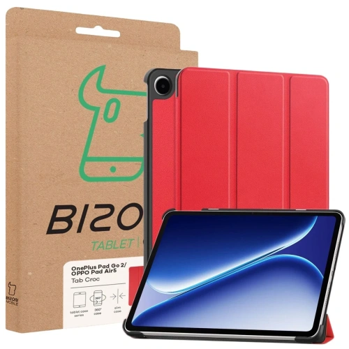 Etui z klapką Bizon Case Tab Croc do OnePlus Pad Go 2 / Oppo Pad Air5 czerwone