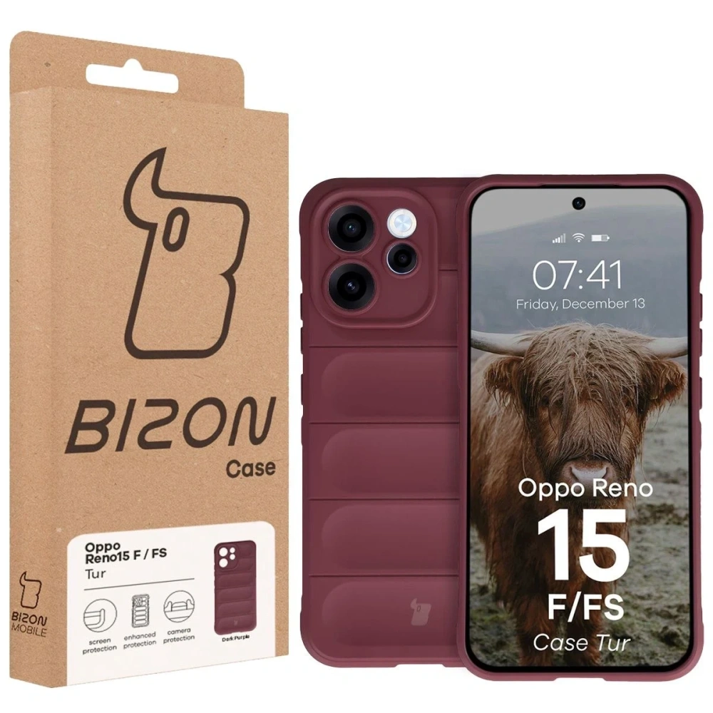 Pancerne etui Bizon Case Tur do Oppo Reno 15 F / FS burgundowe