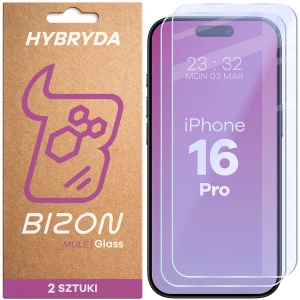 Elastyczne szkło hybrydowe Bizon Glass Mule Duo do Apple iPhone 16 Pro [2 PACK]