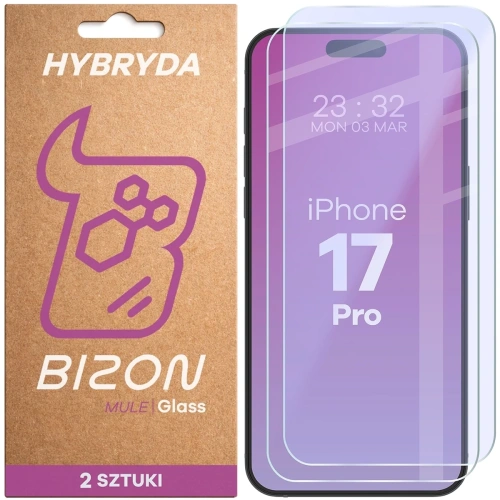 Elastyczne szkło hybrydowe Bizon Glass Mule Duo do Apple iPhone 17 Pro [2 PACK]