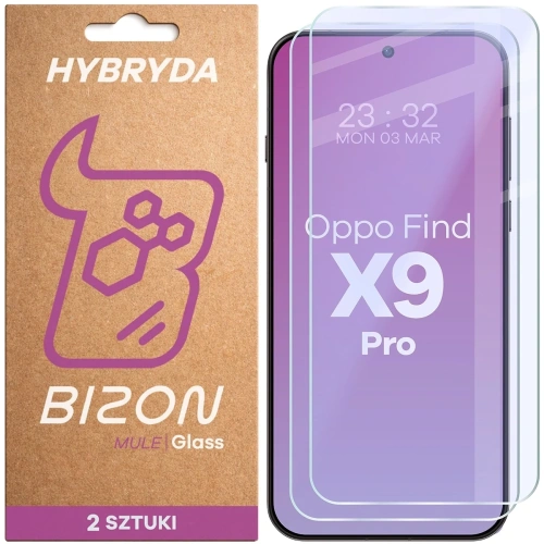 Elastyczne szkło hybrydowe Bizon Glass Mule Duo do Oppo Find X9 Pro [2 PACK]