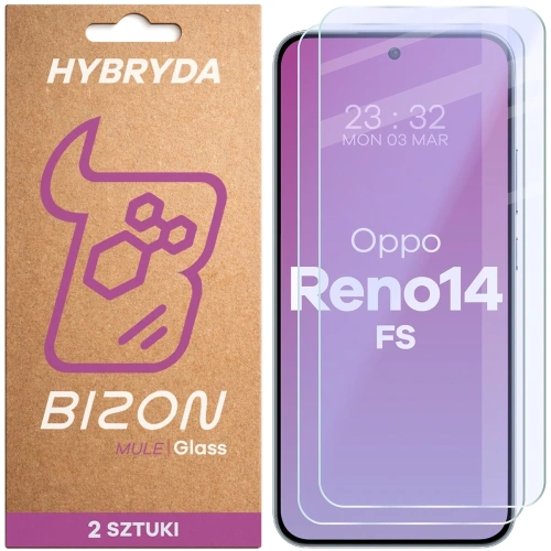 Elastyczne szkło hybrydowe Bizon Glass Mule Duo do Oppo Reno 14 FS [2 PACK]