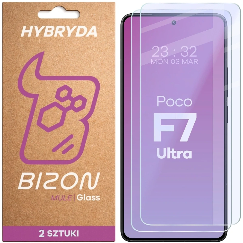 Elastyczne szkło hybrydowe Bizon Glass Mule Duo do Xiaomi POCO F7 Ultra [2 PACK]