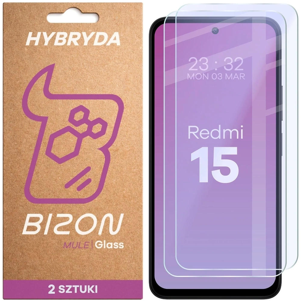 Elastyczne szkło hybrydowe Bizon Glass Mule Duo do Xiaomi Redmi 15 5G [2 PACK]