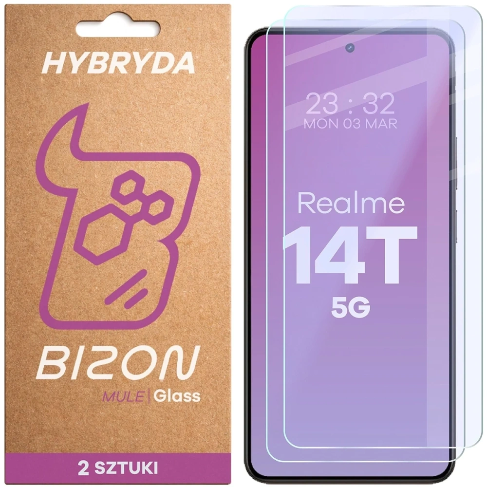 Elastyczne szkło hybrydowe Bizon Glass Mule Duo do Realme 14T 5G [2 PACK]