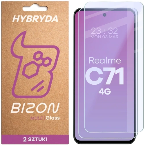 Elastyczne szkło hybrydowe Bizon Glass Mule Duo do Realme C71 4G [2 PACK]