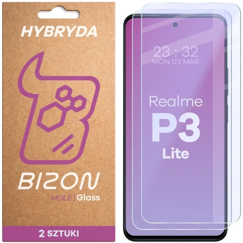 Elastyczne szkło hybrydowe Bizon Glass Mule Duo do Realme P3 Lite [2 PACK]