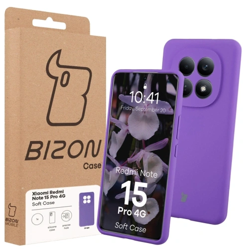 Silikonowe etui Bizon Soft Case do Xiaomi Redmi Note 15 Pro 4G fioletowe