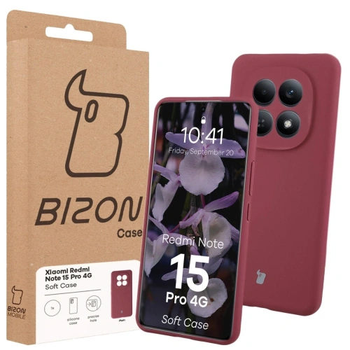 Silikonowe etui Bizon Soft Case do Xiaomi Redmi Note 15 Pro 4G ciemnofioletowe