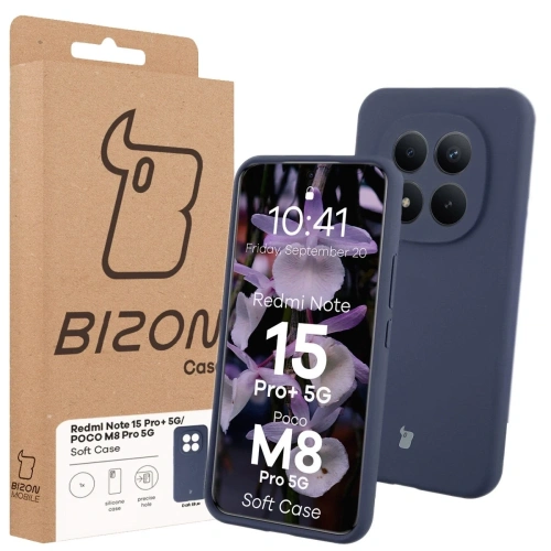 Silikonowe etui Bizon Soft Case do Xiaomi Redmi Note 15 Pro+ Plus 5G / POCO M8 Pro 5G ciemnoniebieskie