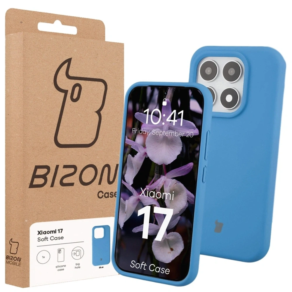 Silikonowe etui Bizon Soft Case do Xiaomi 17 niebieskie