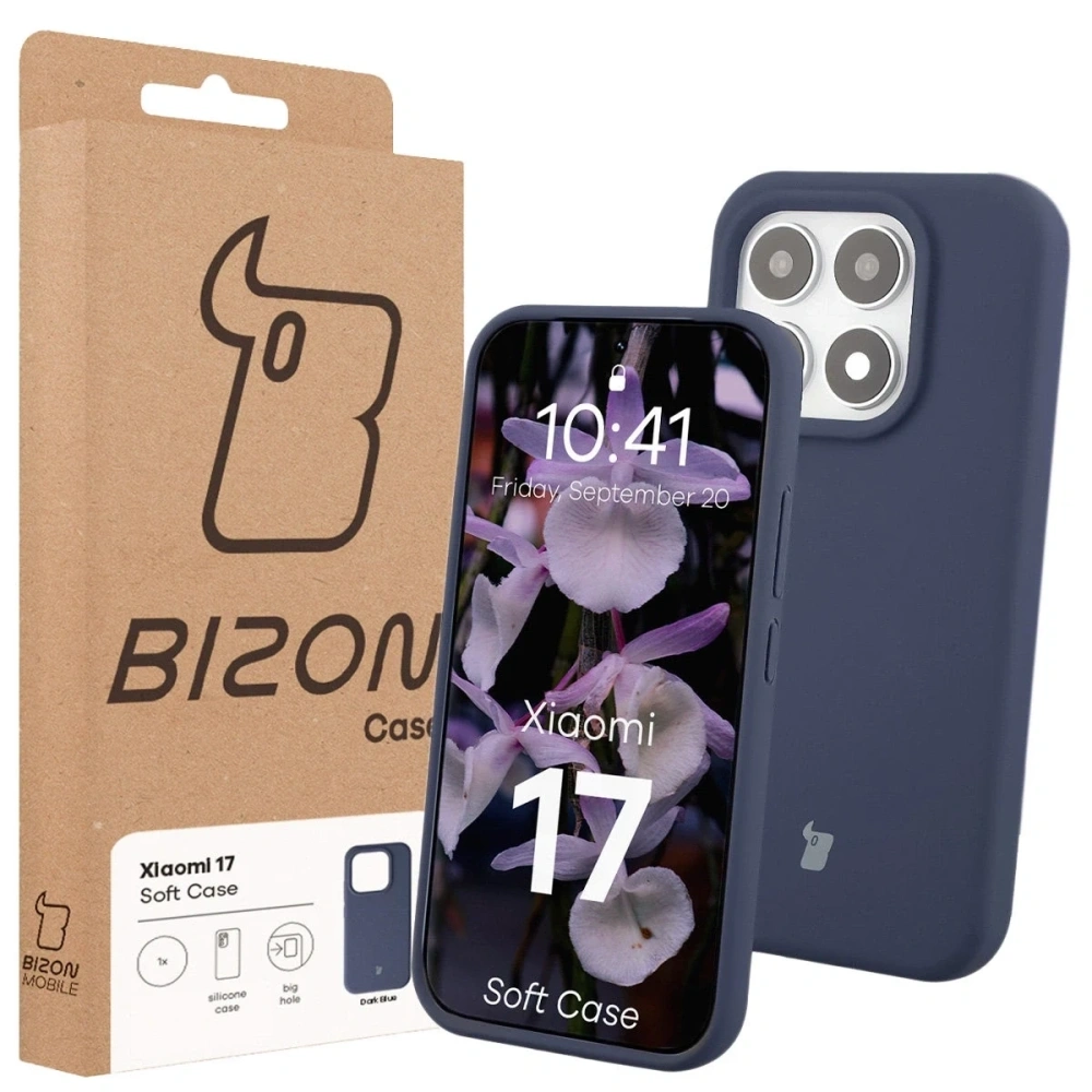 Silikonowe etui Bizon Soft Case do Xiaomi 17 ciemnoniebieskie