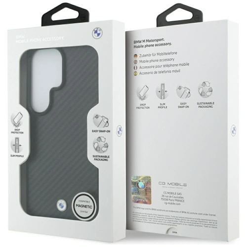 Etui BMW Sign Magnetic Carbon Fiber MagSafe do Samsung Galaxy S26 Ultra czarny