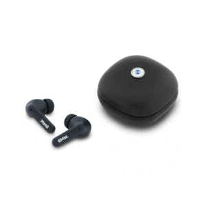 Bezprzewodowe słuchawki dokanałowe Bluetooth TWS BMW Leather Metal Logo ENC czarny