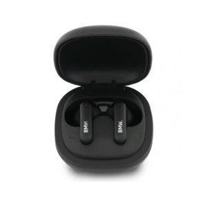 Bezprzewodowe słuchawki dokanałowe Bluetooth TWS BMW Leather Metal Logo ENC czarny