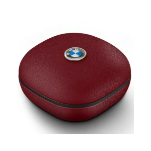 Bezprzewodowe słuchawki dokanałowe Bluetooth TWS BMW Leather Metal Logo ENC czerwony
