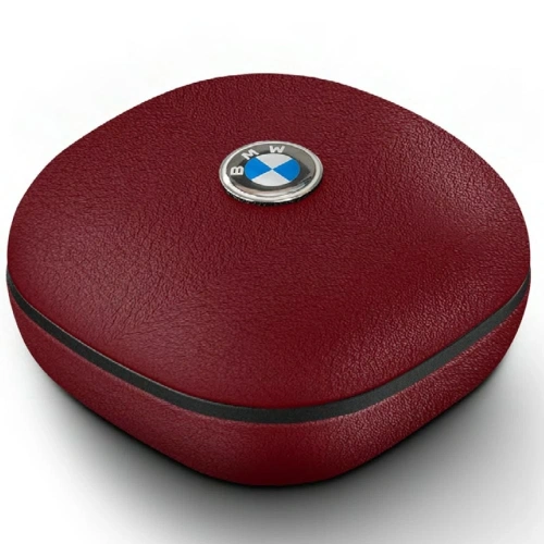Bezprzewodowe słuchawki dokanałowe Bluetooth TWS BMW Leather Metal Logo ENC czerwony