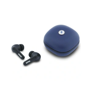 Bezprzewodowe słuchawki dokanałowe Bluetooth TWS BMW Leather Metal Logo ENC granatowy
