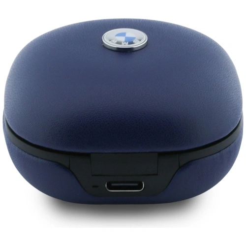Bezprzewodowe słuchawki dokanałowe Bluetooth TWS BMW Leather Metal Logo ENC granatowy