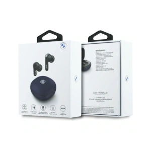 Bezprzewodowe słuchawki dokanałowe Bluetooth TWS BMW Leather Metal Logo ENC granatowy