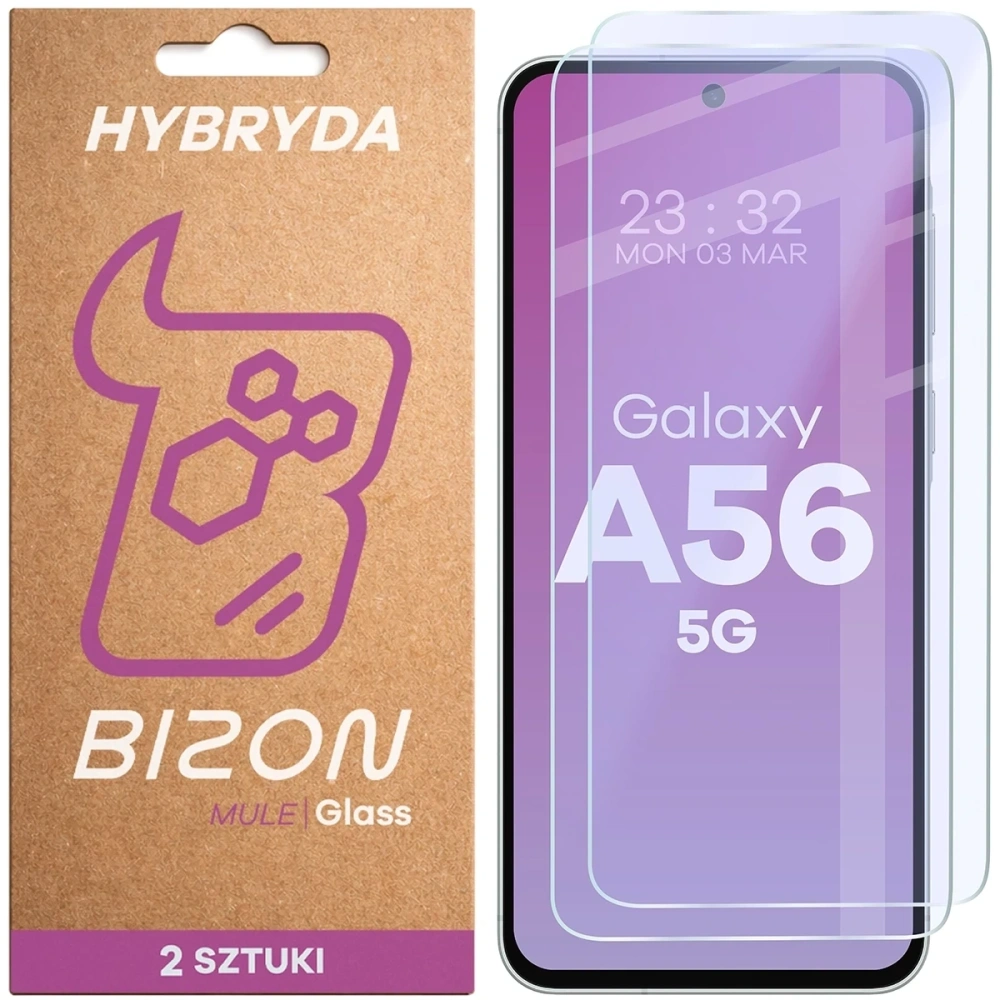 Elastyczne szkło hybrydowe Bizon Glass Mule Duo do Samsung Galaxy A56 5G [2 PACK]