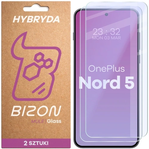 Elastyczne szkło hybrydowe Bizon Glass Mule Duo do OnePlus Nord 5 [2 PACK]