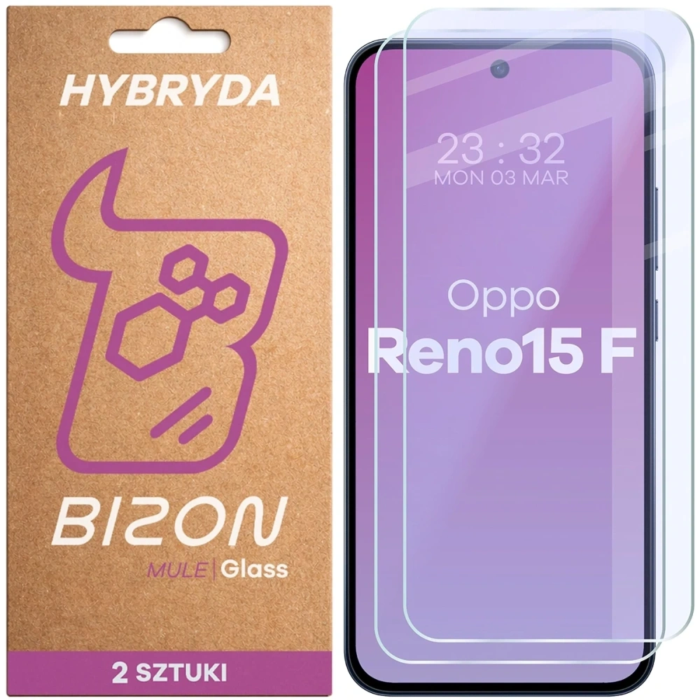 Elastyczne szkło hybrydowe Bizon Glass Mule Duo do Oppo Reno 15 F [2 PACK]