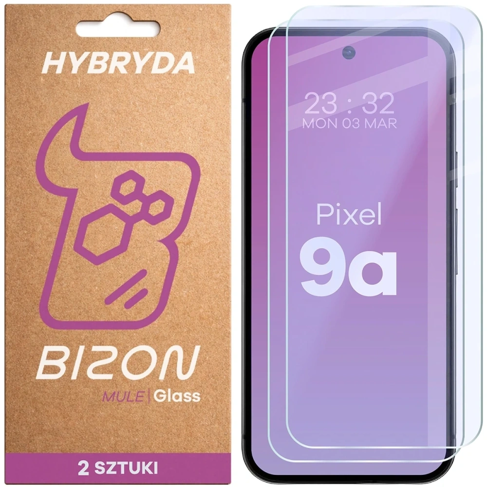 Elastyczne szkło hybrydowe Bizon Glass Mule Duo do Google Pixel 9a [2 PACK]