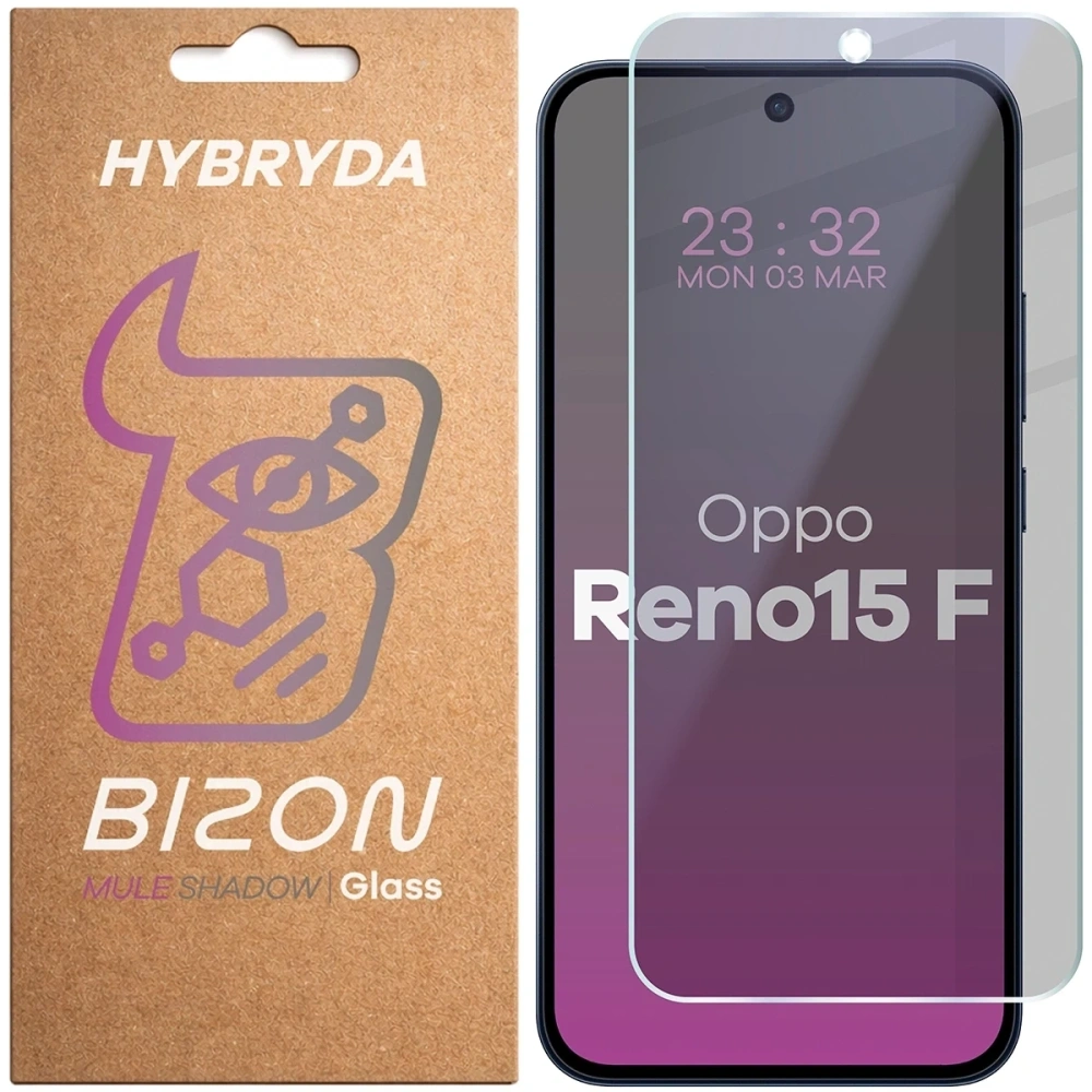 Prywatyzujące szkło hybrydowe Bizon Glass Mule Shadow do Oppo Reno 15 F matowe