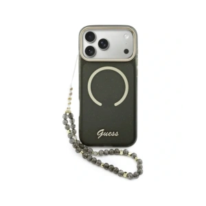 Etui Guess IML Glitters Script Strap MagSafe do Apple iPhone 17 Pro Max czarny