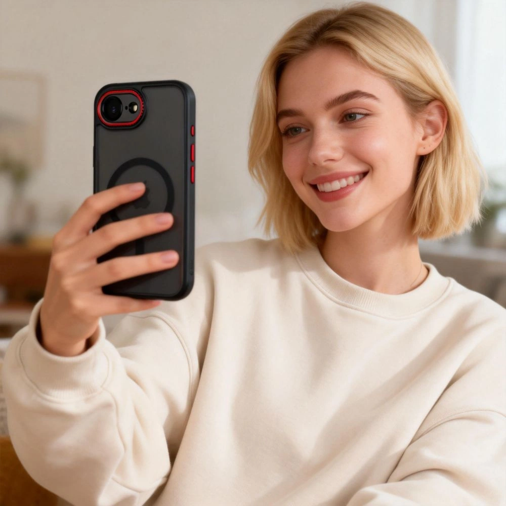 Etui Tech-Protect MagCam MagSafe do Apple iPhone 16e / 17e Black/red