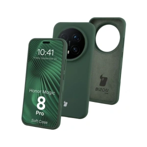 Silikonowe etui Bizon Soft Case do Honor Magic8 Pro ciemnozielone