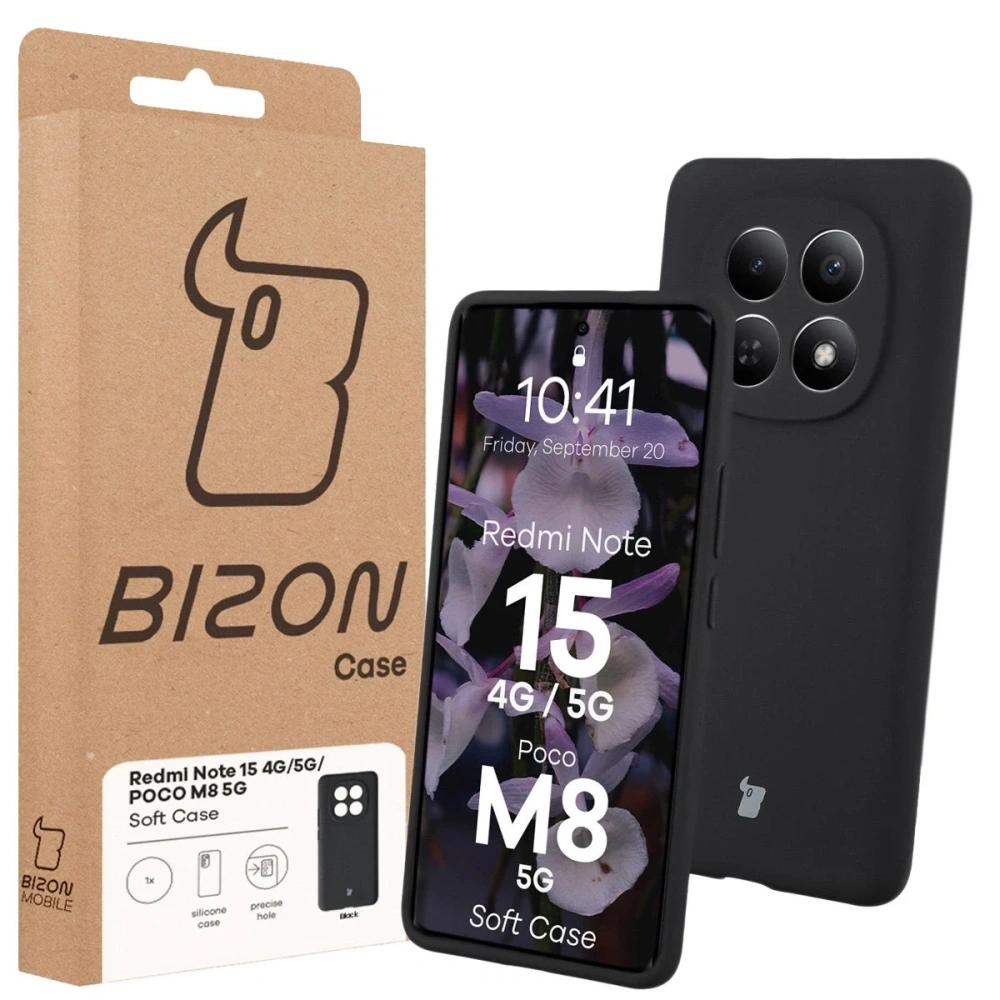 Silikonowe etui Bizon Soft Case do Xiaomi Redmi Note 15 / POCO M8 5G czarne