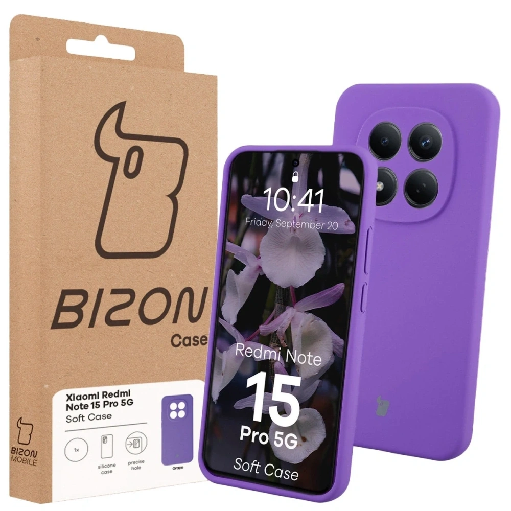 Silikonowe etui Bizon Soft Case do Xiaomi Redmi Note 15 Pro 5G fioletowe