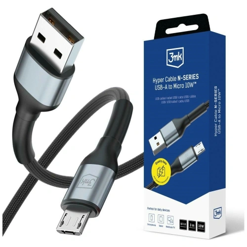 Kabel 3MK Hyper Cable N-SERIES USB-A / MicroUSB QC 3.0 5V/2A 10W czarny