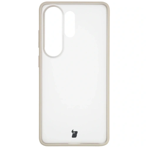 Etui Bizon Case Angelo do Samsung Galaxy S26 Ultra półprzezroczyste z beżową ramką