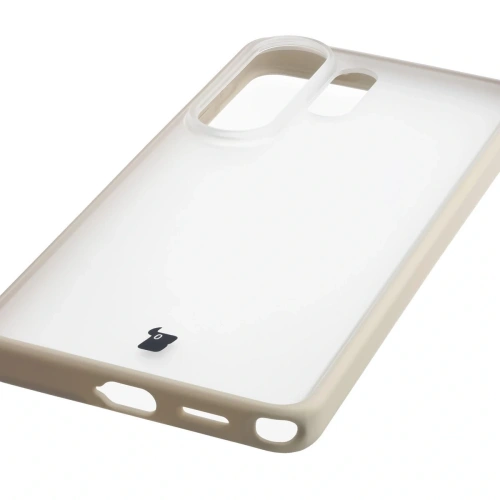 Etui Bizon Case Angelo do Samsung Galaxy S26 Ultra półprzezroczyste z beżową ramką