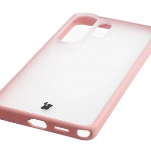 Etui Bizon Case Angelo do Samsung Galaxy S26 Ultra półprzezroczyste z jasnoróżową ramką