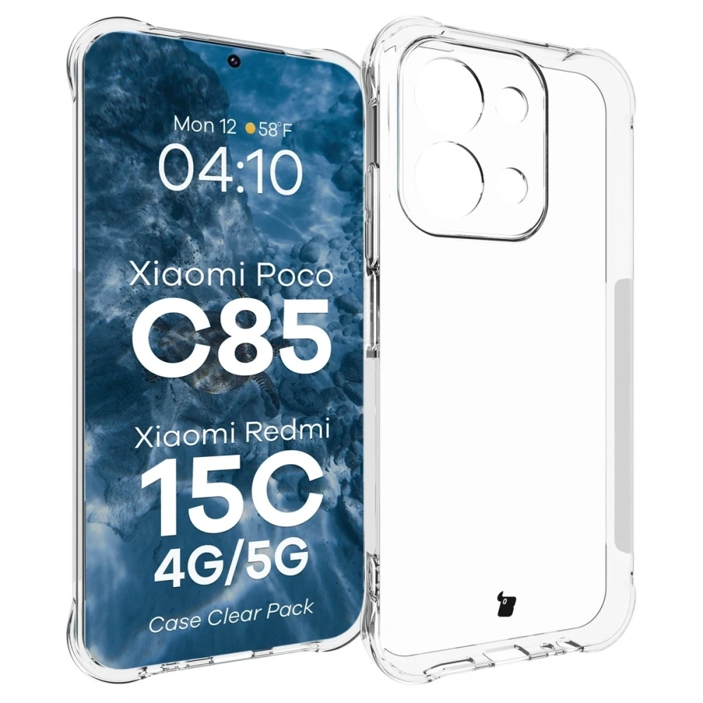 Elastyczne etui + 2x szkło hartowane Bizon Case Clear Pack do Xiaomi Redmi 15C 4G / 5G / POCO C85 4G