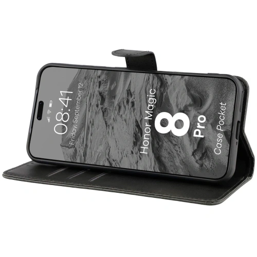 Etui z klapką Bizon Case Pocket do Honor Magic8 Pro czarne