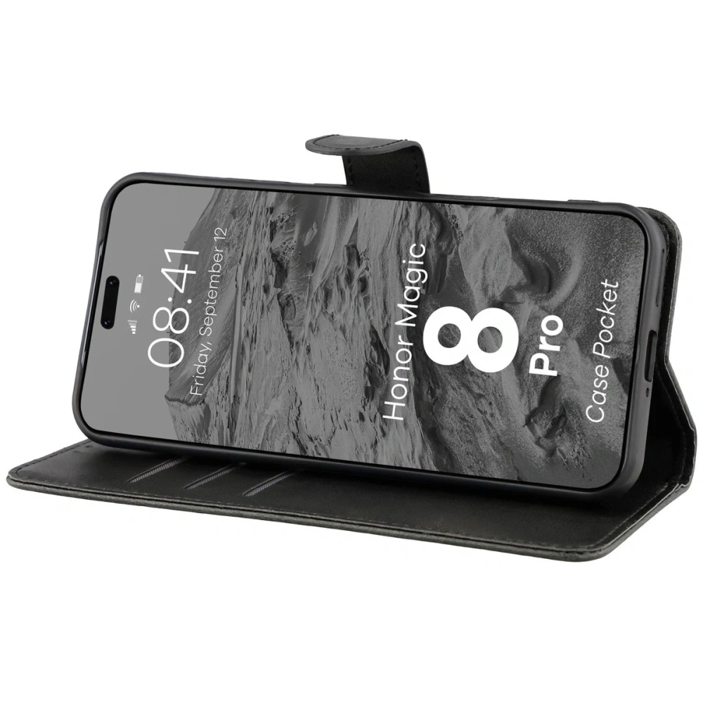 Etui z klapką Bizon Case Pocket do Honor Magic8 Pro czarne