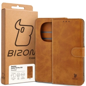 Etui z klapką Bizon Case Pocket do Xiaomi Redmi Note 15 Pro 5G brązowe