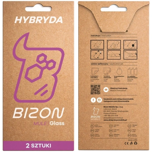 Elastyczne szkło hybrydowe Bizon Glass Mule Duo do HAMMER Construction [2 PACK]