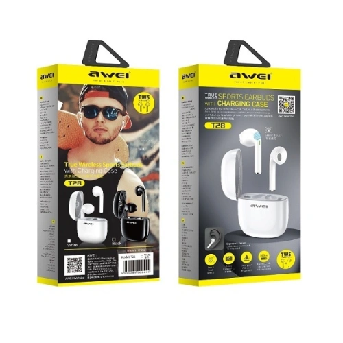 AWEI słuchawki Bluetooth 5.0 T28 TWS + stacja dokująca biały/white