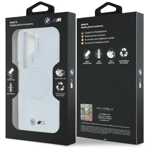 Etui BMW IML Shockproof Metal Logo MagSafe do Samsung Galaxy S26 Ultra przezroczysty